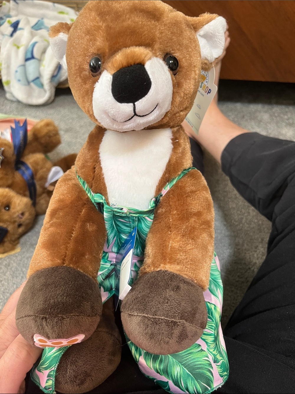 Build-A-Bear Brown Plush Fawn in Palm Maxi Dress